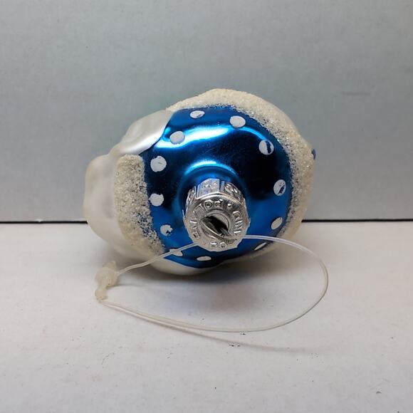 Glass Elephant Ornament Poland Green Blue White Glitter - Picture 4 of 6